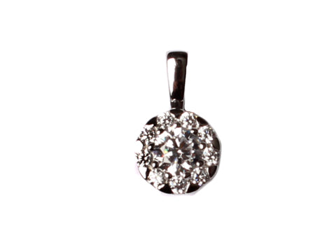 9ct White Gold Pendant And  Earring Set.