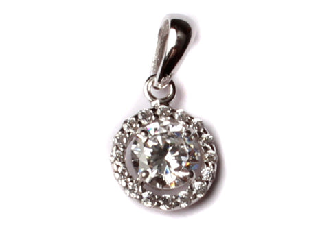 9ct White Gold Pendant And Earring Set Chained.