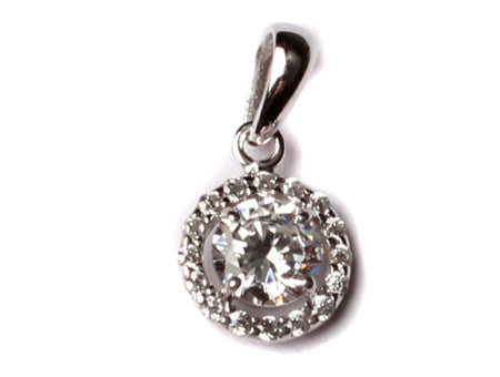 9ct White Gold Pendant And Earring Set Chained.