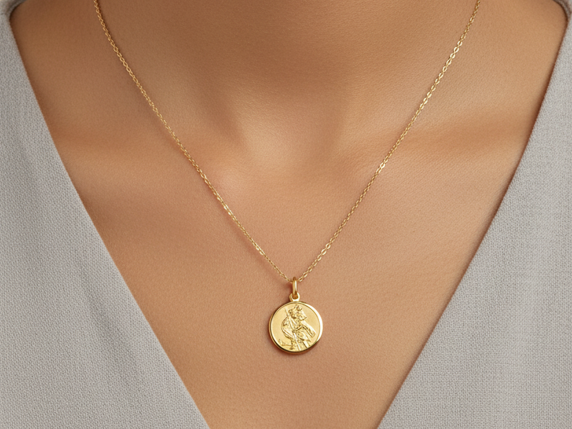 St Christopher’s 9 Ct Yellow Gold Medal Medium 2.6gms