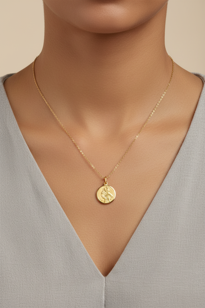 St Christopher’s 9 Ct Yellow Gold Medal Medium 2.6gms