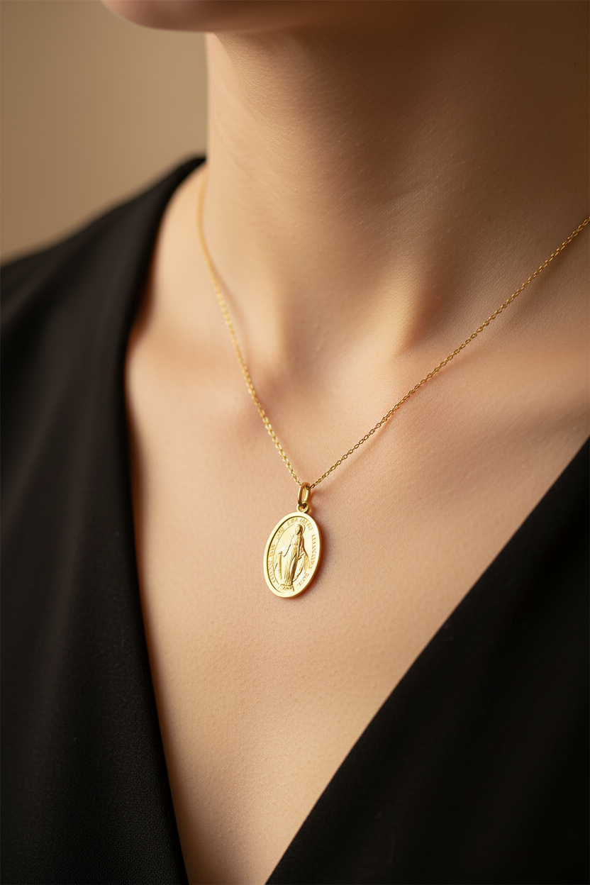 9 Ct Yellow Gold Small Miraculous Medal