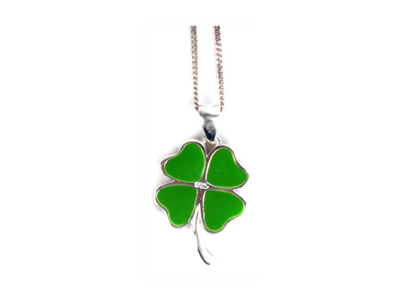Green Enamel With White CZ Stone Love Pendant