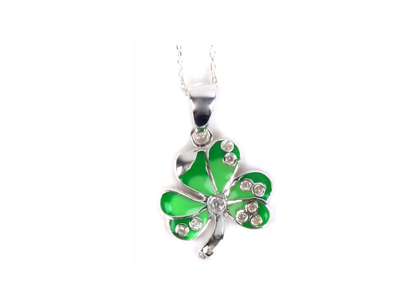 Green Enamel With CZ Stone Pendant