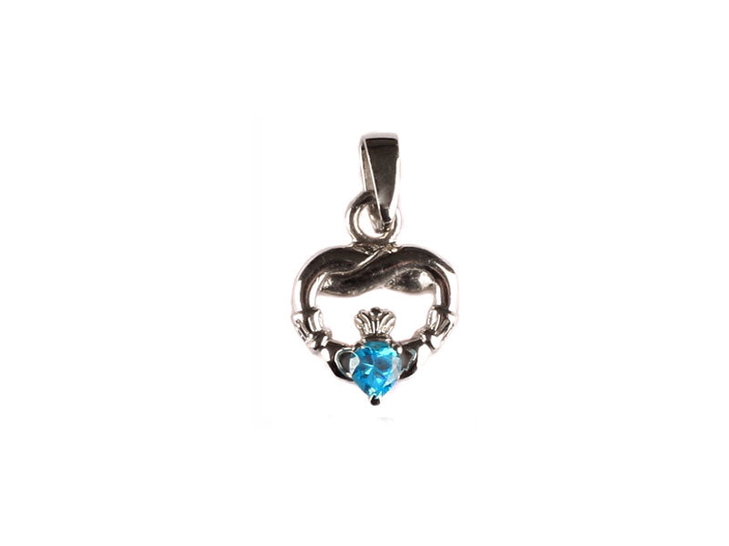 Claddagh March BirthStone Silver Pendant