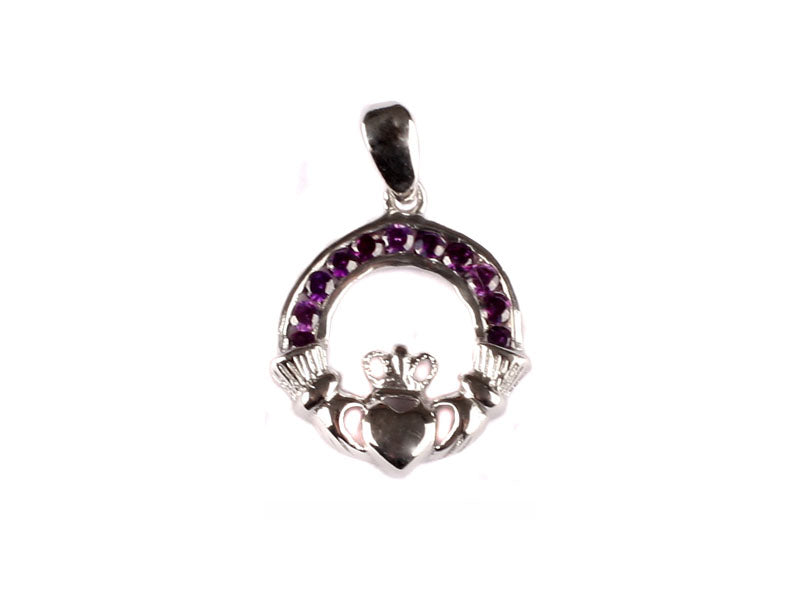 Claddagh Silver Light Amethyst June BirthStone Pendant