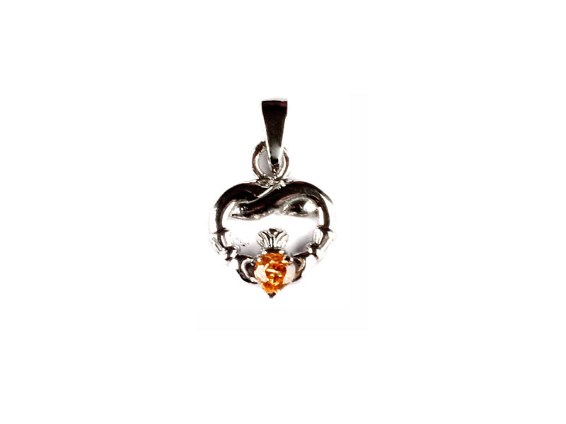 Claddagh November BirthStone Silver Pendant