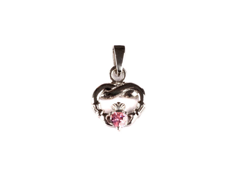 Claddagh  October BirthStone Silver Pendant
