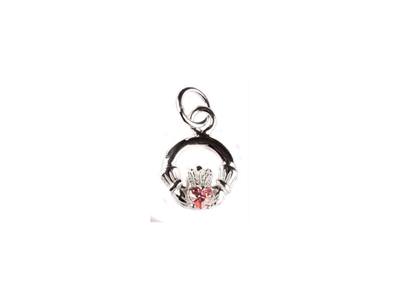 Claddagh October  BirthStone Pendant Rodium