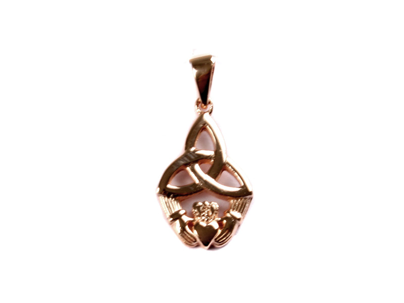 Claddagh Trinity Knot Rose Plated Silver Pendant