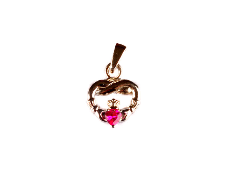 Claddagh July BirthStone Silver Pendant