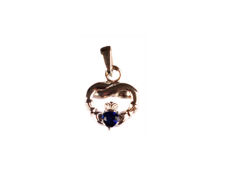 Claddagh September BirthStone Silver Pendant