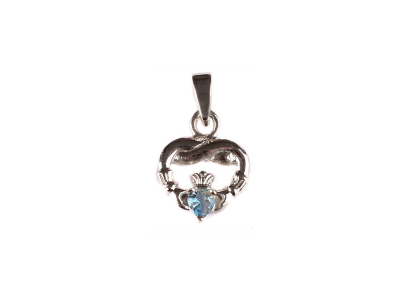 Claddagh Decmber BirthStone Silver Pendant