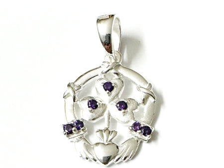 Claddagh Silver Pendant (Amethyst)