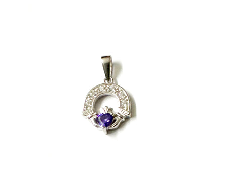 Claddagh Silver Pendant (Amethyst)