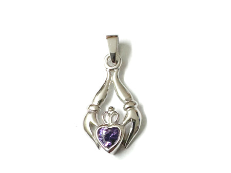 Claddagh Silver Pendant (Amethyst)