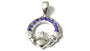 Claddagh Silver Amethyst Cz February BirthStone Pendant