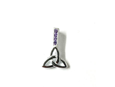 Amethyst Cz stone set Silver Trinity Knot Pendant