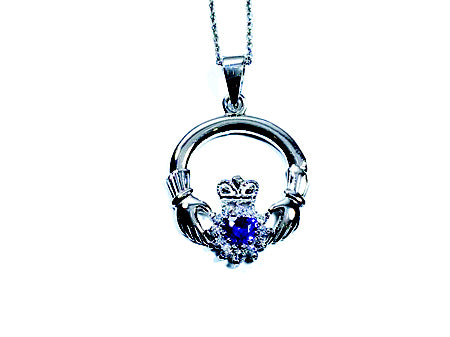 Claddagh Silver Pendant (Amethyst)