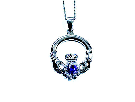 Claddagh Silver Pendant (Amethyst)