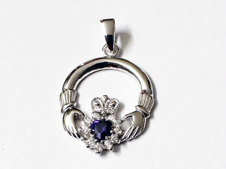 Claddagh Silver Pendant (Amethyst)