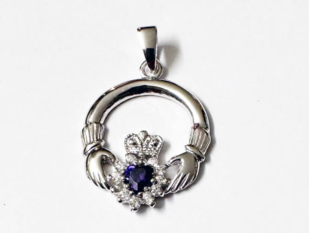 Claddagh Silver Pendant (Amethyst)
