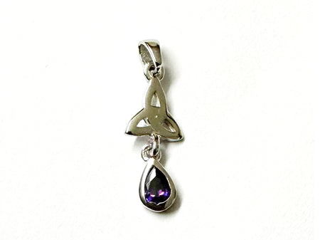 Trinity Knot February Birthstone Amethyst Cz Earring.