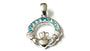 Claddagh Silver Aquamarine Cz March BirthStone Pendant