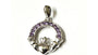 Claddagh Silver Light Amethyst June BirthStone Pendant