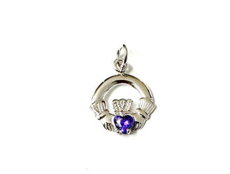 Claddagh June BirthStone Pendant Rodium
