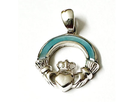 Claddagh Silver Blue MOP Pendant
