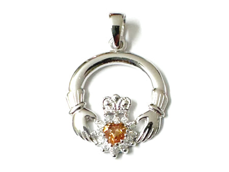 Claddagh Silver Pendant (Champagne)