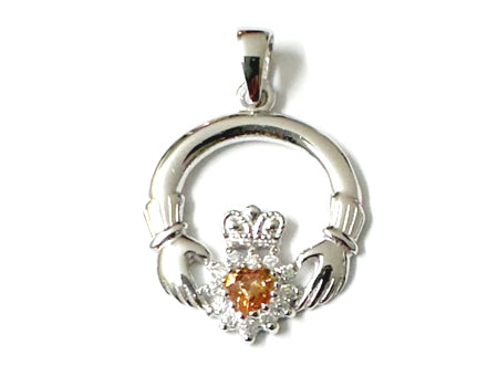 Claddagh Silver Pendant (Champagne)