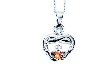 Claddagh November BirthStone Silver Pendant