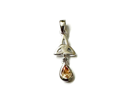 Trinity Knot November Birthstone Champagne Cz Earring.