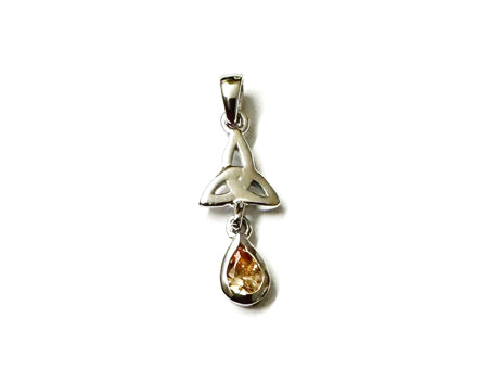 Trinity Knot November Birthstone Champagne Cz Pendant.