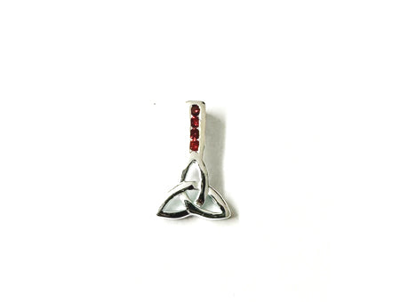 Garnet Cz stone set Silver Trinity Knot Pendant