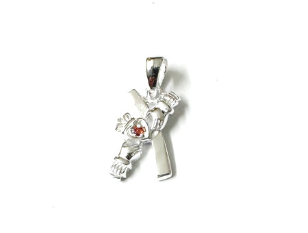 Claddagh Silver Pendant (Garnet)