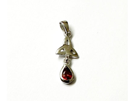 Trinity Knot January Birthstone Garnet Cz Earring.