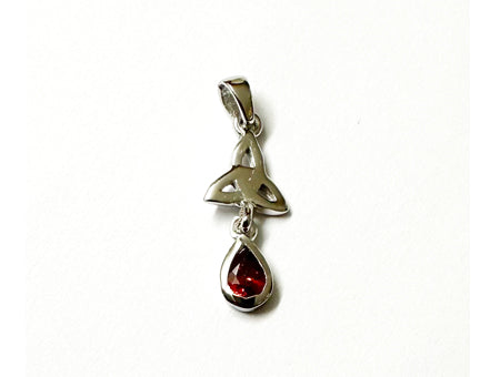 Trinity Knot Jan Birthstone Garnet Cz Pendant