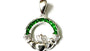 Claddagh Silver Emerald Green May BirthStone Pendant