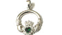 Claddagh Silver Pendant (Emerald)