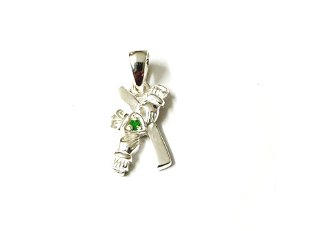 Claddagh Silver Pendant (Emerald)