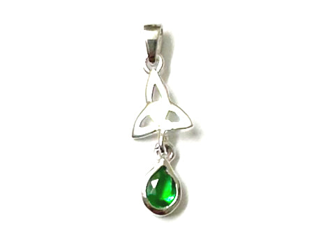 Trinity Knot May Birthstone Emerald Cz Pendant.