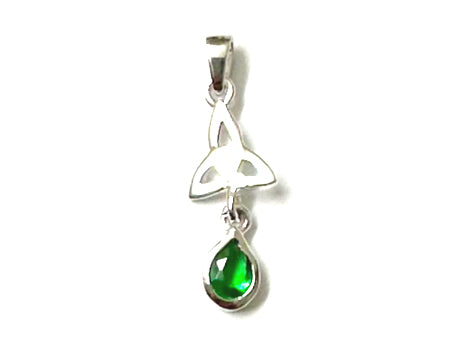 Trinity Knot May Birthstone Emerald Cz Pendant.