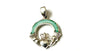 Claddagh Silver Green MOP Pendant