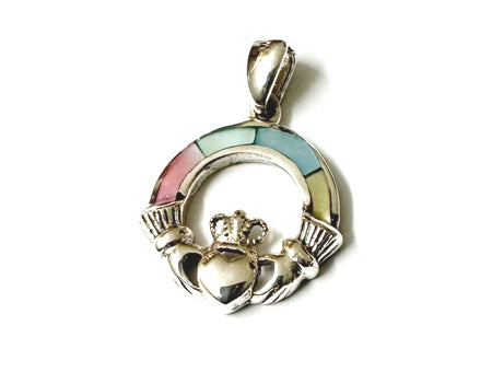 Claddagh Silver Multi MOP Pendant