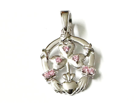 Claddagh Silver Pendant (Pink)