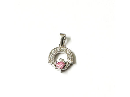 Claddagh Silver Pendant (Pink)