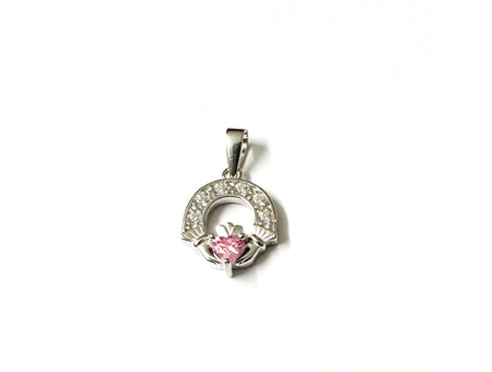Claddagh Silver Pendant (Pink)